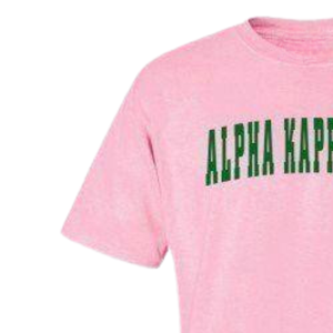   Camiseta Letterman Rosa Claro y Verde con Estampado de Letras Universitarias, Cuello Redondo, Algodón, Informal, para Hermandad, Manga Corta - Product Image 6