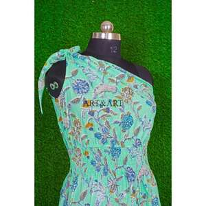 Vestido Midi Elegante de Algodón Amarillo Ecológico para Mujer, con Estampado Floral, Ligero, de un Solo Hombro, Estilo Línea A, para la Playa y Fiestas en la Piscina - Product Image 4