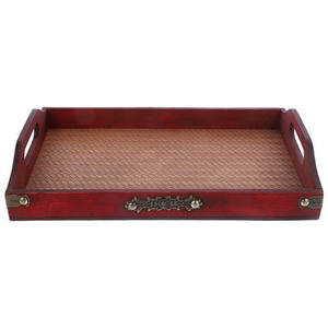 Plateau de service en bois rouge, très vendu, pour la maison, l'hôtel, la table, les fruits, les aliments. - Product Image 1