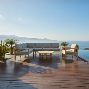 Ensemble de canapés de patio en teck haut de gamme Ohio avec sièges confortables - Product Image 1