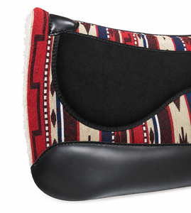 Premium Mustang Western Leather Saddle Pad with Fur Lining <b>Red</b> Patterned Cot All-Purpose - Product Image 5
