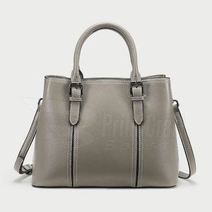 Women <b>Genuine</b> <b>Leather</b> Satchel Handbag Grey Textured Top Handle Shoulder <b>Bag</b> - Product Image 1