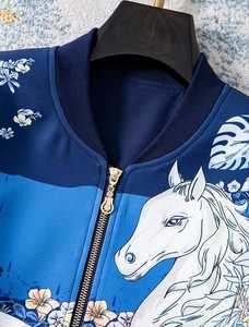 <b>Men's</b> Varsity <b>Jacket</b> Reversible Zipper Streetwear Style Regular Fit Autumn Wear Turn-down Collar Polyester/Cotton Floral/Animal - Product Image 3