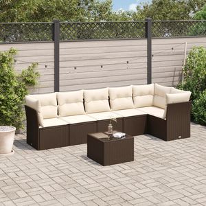 Ensemble de canapés de jardin en rotin PE brun avec structure en acier thermolaqué et verre trempé, mobilier d'extérieur haut de gamme - Product Image 1