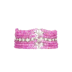 Romantic Solid Pink <b>Beaded</b> <b>Bracelet</b> For Women's Crystal Rhinestone Jewelry Gift Fashion Stackable Bangle - Product Image 2