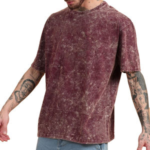 Factory Manufacture Custom Made Men Acid Wash Vintage Solid Oversized Heavyweight 100% Cotton T-shirts High Quality T-shirt - Product Image 1