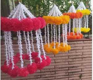 Lustre artisanal indien en fleurs de souci, centre de table, fleurs en plastique, mariage, Thanksgiving, festivals, Noël, Pâques, Toran mural - Product Image 4