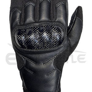 Gants de moto noirs à doigts entiers avec protection des articulations, en cuir, spandex et daim, avec protection personnalisée contre les chocs - Product Image 5