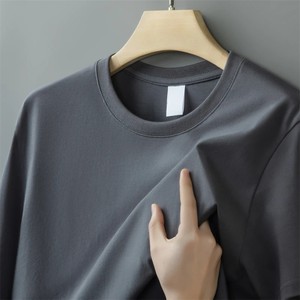 เสื้อยืดคอกลมแขนสั้นผู้ชาย สีขาว ผ้าฝ้าย ทรงปกติ สไตล์ลำลอง สีพื้น ผ้าเจอร์ซีย์ถัก ดีไซน์เรียบ - Product Image 6