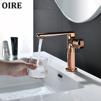 Robinet de salle de bain Oire Ce Certification, chaud et froid, finition rose gold brillant, Gerferia