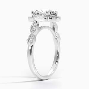 Cadenza Halo Moissanite Three Stone Engagement Ring with Brilliant Cut 925 Silver 14K Gold Plated Prong Setting GRA Certified - Product Image 6