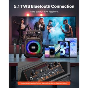 Portatile per Karaoke Bluetooth per adulti Display da 6.5 pollici con 2 microfoni Wireless - Product Image 4