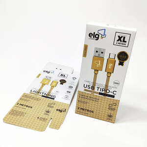 Caja plegable blanca con logo personalizado para accesorios de teléfonos móviles, cargador, cable USB y caja de cartón. - Product Image 2