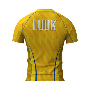 Personalized Men's Yellow <b>Geometric</b> Print Short Sleeve Crew Neck Sports <b>Shirt</b> with Contrast Binding and Sublimation Logo <b>Shirt</b> - Product Image 3