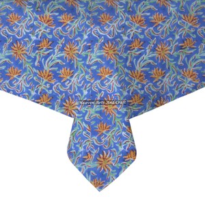 Mantel de Algodón con Estampado de Bloques Estilo Bohemio, Mantel Cuadrado Ligero de Algodón con Estampado de Bloques - Product Image 1