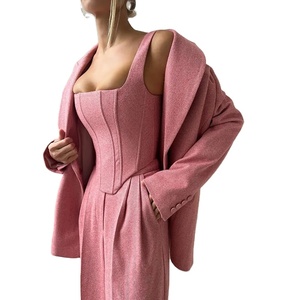 Elegant Solid Blazer Coats <b>Pants</b> 3 Pieces Sets <b>Women</b> Long Sleeve Belt Coat Fishbone Top High Waist Wide Trousers Lady Suits - Product Image 5