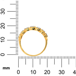 Anillo de Diamantes Brillantes Curvos y Multiformes, Anillo de Moda Chapado en Oro de 18K con Banda Ancha y Diseño Floral Calado con Múltiples Piedras Redondas Brillantes de Circonita Cúbica - Product Image 5