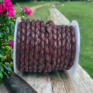 <b>Braided</b> Leather Cord 5mm Brown Color for Fitness <b>Accessories</b> Packaged Spool - Product Image 4