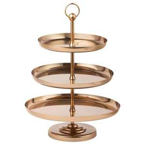Elegant Luxurious Gold Round Metal <b>Cake</b> <b>Stand</b> with Wave Design Base and Plate Top New Home Party Decor Iron Wire Frame - Product Image 3