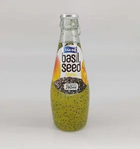 Boissons au jus de fruits avec des graines de basilic Chia Bouteilles en verre de 330ml Personnaliser l'étiquette disponible Échantillon gratuit