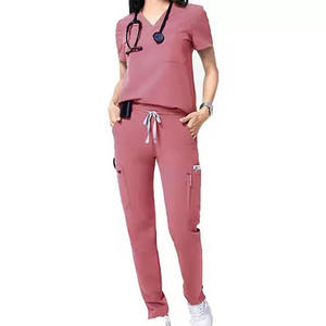 Tenue médicale tricotée à col en V et manches courtes pour femmes, idéale pour le personnel hospitalier, les blocs opératoires, les médecins, les infirmières et le personnel de nettoyage. - Product Image 4