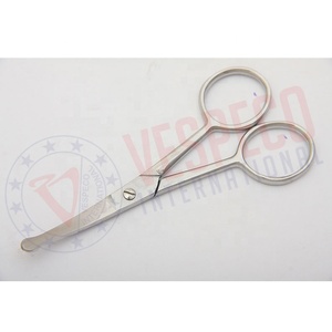 Tijeras para uñas de bebé de acero inoxidable de 4 "con logotipo personalizado con hoja recta afilada, bigotes para buenas mascotas, herramienta de pedicura, punta de sonda redondeada - Product Image 1
