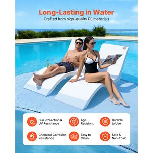 Juego de 2 Sillas Flotantes para Piscina con Peso para Agua, Profundidad de 9 Pulgadas, Tumbonas Antiflotación para Uso Junto a la Piscina - Product Image 3