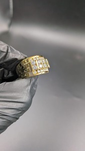 Moissanite Cluster <b>for</b> <b>Men</b> 925 <b>Silver</b> Yellow Gold Finish Look <b>Ring</b> Luxury Wedding Band Hip Hop Diamond Jewelry <b>for</b> <b>Men's</b> - Product Image 2