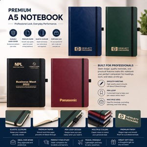 Libreta Promocional A5 con Cubierta de Cuero PU Premium, Logotipo Personalizado en Lámina Dorada, Cierre Elástico y Presilla para Bolígrafo, Ideal para Reuniones, Estudios y Regalos - Product Image 1
