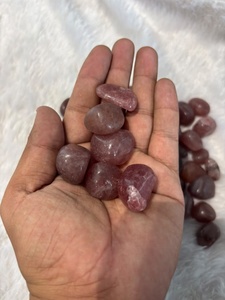 Authentic strawberry quartz tumbled stone with rosy <b>red</b> <b>tones</b> smooth polished surface rounded form for crystal collections decor - Product Image 1