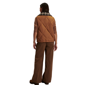 Chaleco Reversible Acolchado para Mujer, Sin Mangas, con Forro a Cuadros, Cierre Frontal con Cremallera, Cálido, Informal y a la Moda - Product Image 4