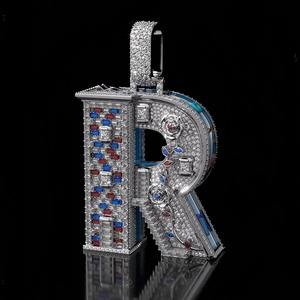 Compre un colgante de diamante moissanita certificado por GRA, estilo hip hop, en plata de ley 925, estilo rapero, en línea en India. - Product Image 2