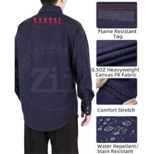 Camisa de Trabajo Ignífuga con Certificación CE, de Algodón Ripstop, Resistente a las Llamas, de Alta Visibilidad para Hombre, con Costuras Soldadas, Paquete de Respirador, Protección Térmica - Product Image 4