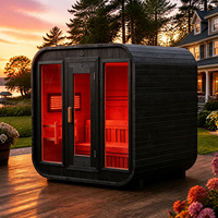 Cabine de sauna extérieure en cèdre rouge, sauna carré à vapeur pour 1 à 4 personnes, certifiée ETL, avec option de luminothérapie rouge et Wi-Fi intelligent