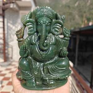 Figura de Ganesha de Jade Colombiano Verde, Escultura Tallada a Mano en Piedra Preciosa, para Decoración del Hogar u Oficina, Regalo - Product Image 1