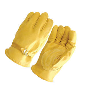 Yellow Leather Safety Gloves with Elastic Wristlet Anti-Slip Fireproof Waterproof Latex-Free Durable General Purpose - Product Image 6