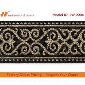 Manufacturer 50mm Black Gold Metallic Jacquard Ribbon Polyester Woven Trim Upholstery Costume Design Packaging Craft Supplier - Product Image 6