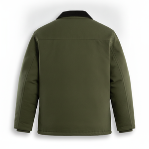 Chaqueta Verde Utilitaria con Cierre de Botones y Cremallera, Corte Regular, Color Sólido, para Otoño - Product Image 3