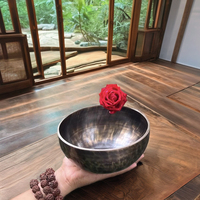 Bol de méditation bouddha battu à la main tibétain personnalisé travail à la main artisanat en métal spécial pour la thérapie guérison à la main note spéciale son