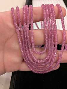 Collar de cuentas redondas de zafiro rosa de 5 capas, hecho a mano, joyería de piedras preciosas naturales, collar de zafiro de plata 925, venta al por mayor. - Product Image 3