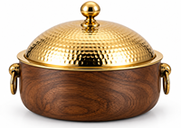 Plat de service en bois de luxe, durable et écologique, chauffe-plat à motif géométrique doré, compatible gaz et induction, pour four