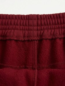 Pantalon large rouge pour femme, coupe ample, en tissu éponge, décontracté, pour l'automne, couleur unie, taille élastique avec cordon de serrage et strass - Product Image 6