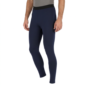 Leggings de compression pleine longueur pour hommes, bleu marine uni, taille élastique, en Spandex et Nylon, vêtements de sport - Product Image 3