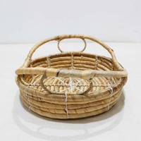 Handgeweven ecologische moderne rotan opbergmand, ovaal, met twee handgrepen voor brood & fruit, geschikt voor huis, keuken en badkamer