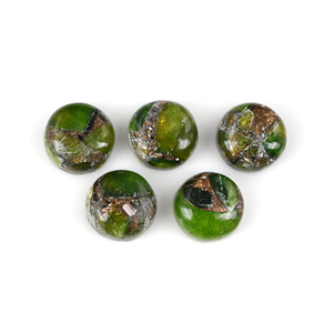 Best Selling Natural Green <b>Jade</b> Copper 12mm Round Shape Flatback High Polish Smooth Loose Cabochon Jewelry Making Pendant <b>Ring</b> - Product Image 2