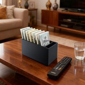 Organizzatore in Acrilico Nero Resistente a 8 Scomparti per Denaro e Banconote, Vassoio Portadenaro da Scrivania e Cassetto - Product Image 3