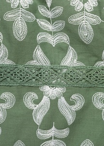 Robe brodée sans bretelles vert Pista pour femmes Style Latina décontracté avec broderie à la main avec taille naturelle - Product Image 2