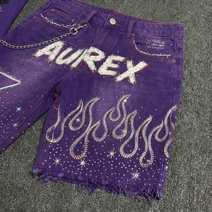 <b>Men's</b> Streetwear Cropped T Shirt Shorts Set <b>Studded</b> Acid Wash Custom Screen Print 100% Cotton Summer Outfit - Product Image 4