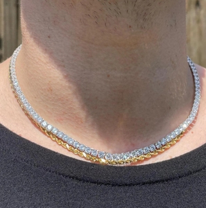 Collar de Cadena Cubana de Plata de Ley S925 con Eslabones Tipo Tenis, Diamantes de Moissanita VVS Color D, Joyería Hip Hop para Hombre - Product Image 5