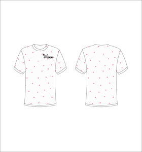 T-shirt blanc à manches courtes pour homme avec motif à pois roses, col rond, coupe décontractée, imprimé, en jersey de coton respirant - Product Image 1